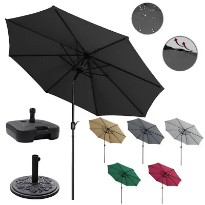 £25.95 • Buy 3M Round Umbrella Garden Parasol With Base Sunshade Outdoor Crank Tilt Canopy