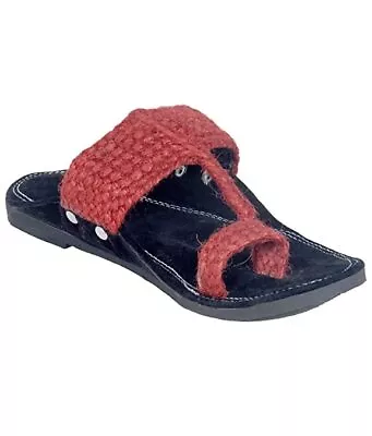 Mens Jutti Mojari Khusa Indian Ethnic Flat Shoe US Size 8-12 Red Velvet • £31.31