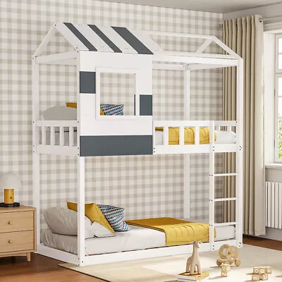 £339.95 • Buy Solid Pine Wood Bunk Bed Double Beds Hut Loft Bunkbed Slat Bedframe With Ladder