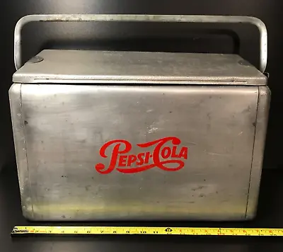 Vintage Pepsi-Cola METAL HINGED COOLER - CRONSTROMS MINNEAPOLIS MN - SOLID! • $108.96