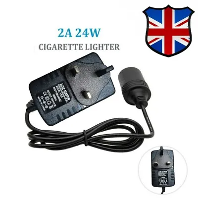 240V Mains Plug To 12V Socket Adapter Car Cigarette Lighter Power Converter UK • £6.99