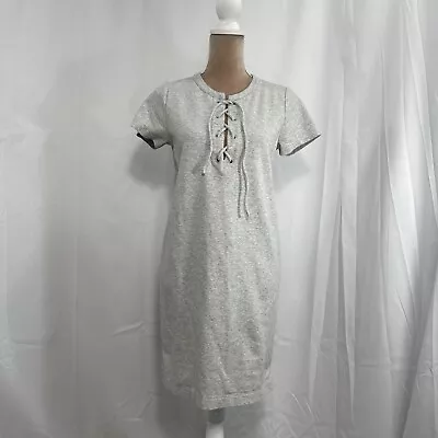 J Crew Lace-up Dress Cotton Blend Gray Size S Beachy EUC • $20.98