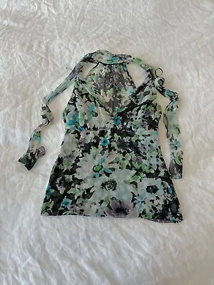 Vintage Versace Collection Silk Sleeveless Blouse Floral Gianni Versace Small 44 • $42