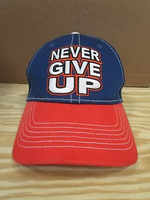 John Cena Hat Cap Hook & Loop Blue Red WWE Authentic Never Give Up One Size Men • $32.45