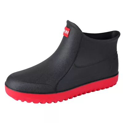 Mens Ankle Wellies Rain Boots Waterproof Short Wellington Garden Boots Size • £27.43