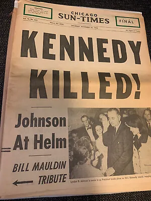 $6000 • Buy President John F. Kennedy JFK Assassination November 1963 Newspaper Lot (3)