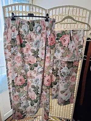 VINTAGE SANDERSON. PAIR OF ROSE CURTAINS  CHELSEA  43  Drop × 68  Wide EACH • £50