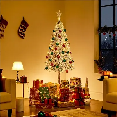 6/7.5ft Artificial Christmas Tree Pre-Lit Slim Pencil Xmas Tree W/ Warm Lights • $89.99