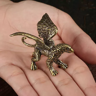 Antique Griffin Retro Solid Brass Ornaments Metal Artware Animal Figurines Toys • $12.99