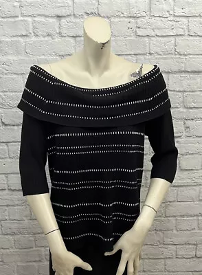 Lane Bryant Women's Black & White Striped Off The Shoulder Sweater Size 18/20 • £9.63