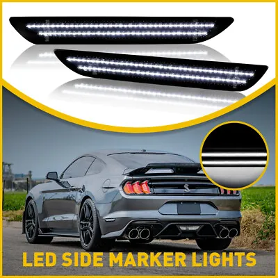 Fits 2015-2022 Smoked Mustang Ford White Rear Side LED Marker Lights Accessories • $23.21