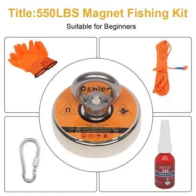 £22.99 • Buy 250kg Big Strong Neodymium Magnet Fishing & 20m Rope Gloves Glue Kit/Set