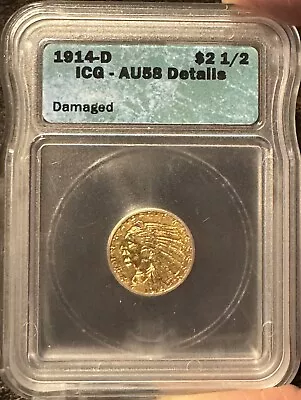 1914-d $2 1/2 Gold Indian–icg Au58 Details–great Deal! • $495
