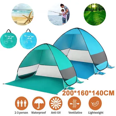 Pop Up Beach Tent Automatic WaterProof UV Protection Sun Shelter 2-3 Man/Women • $23.99