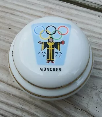 1972 Munich Olympics Porcelain Trinket Jar Germany Royal Porzellan Bavaria KPM • $25.88