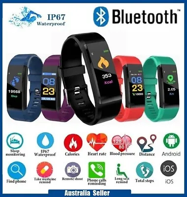 Smart Watch Band Sport Fitness Activity Tracker Kids Fit For Bit IOS Android AU • $12.63