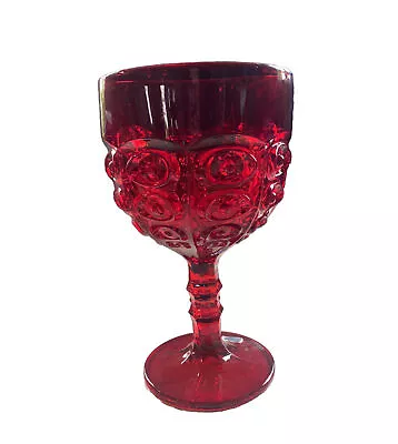 9 X 5 Viking Ruby Red Bullseye Large Goblet Chalice Heavy Glass Compote Stemmed • $31.49