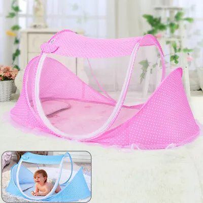 Foldable Baby Mosquito Net Canopy Bed Summer Camping Travel Cot Tent Crib Pillow • £9.49