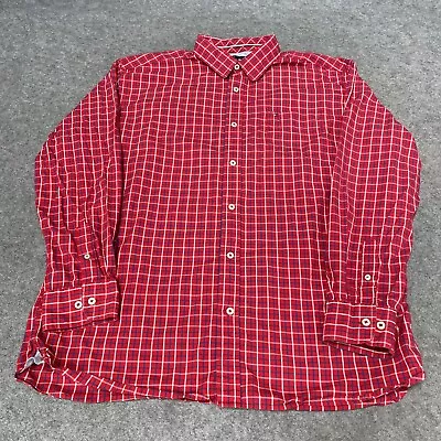 TOMMY HILFIGER Shirt Mens Xtra Large Red Check Long Sleeve Classic Plaid (11528) • £4.99