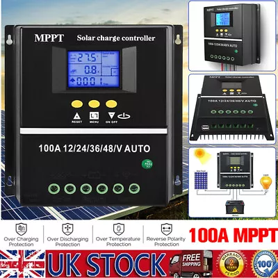 4000W 100A MPPT Solar PV Regulators 12V 24V 36V 48V DC Solar Charge Controller • £41.99