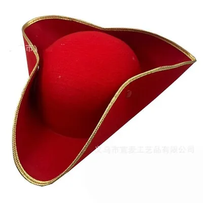 Medieval Red Tricorne Hat For Men Pirate Hat For Women Halloween Party Hat • $11.99
