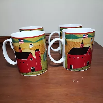 Gibson Home Warren Kimble Set Of 4 Mugs Red Barn • $21