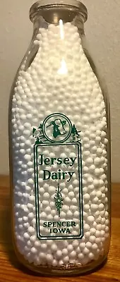 Vintage Jersey Dairy Spencer IA Iowa Square Quart Milk Bottle • $24.75