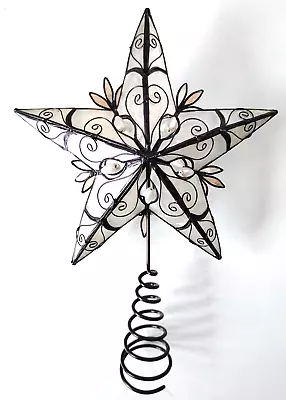 Capiz Shell Star Tree Topper; Pearls Spiral Top Bronze Solder Excellent! • $25