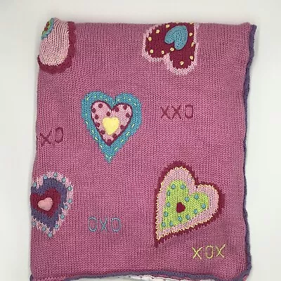 ArtWalk Pink Knit Heart Baby Blanket Peru Cotton My Boy Sam Ltd  XOX • $44.99