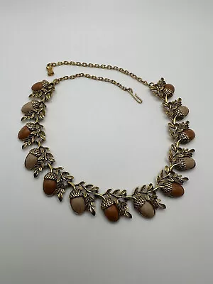 Vintage CORO Acorn Harvest Dionysian Gold Tone Bib Statement Necklace 16  • $77.60