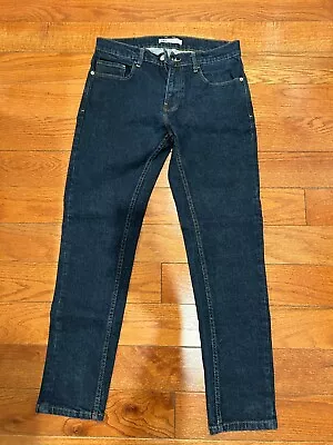 Zara Mens Slim Fit Solid Dark Blue Wash Denim Jeans 32 • $25