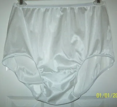 White NYLON TRICOT BRIEFS - 2 LAYER CROTCH - MEN & WOMEN    28-40  WAISTBAND • $24.99