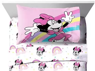 Minnie Mouse  Rainbow Stripe  Kids Microfiber Sheet Set - AB09RD27RVK5 • $54.95