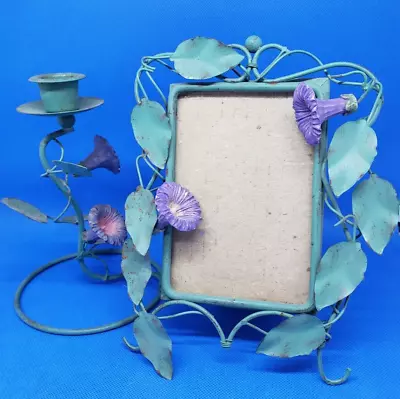 Dennis East Picture Frame And Matching Candle Holder Metal Morning Glory • $9.98