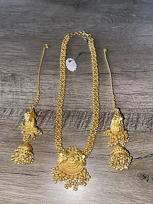 Indian Bollywood Style Gold Like Choker Necklace Bridal Temple Jewelry Set • $5.99