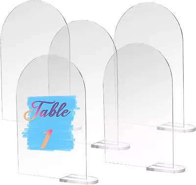 Prasacco 5 Pcs Arch Acrylic Table Sign With Holder Clear DIY Table Number Table • £7.93