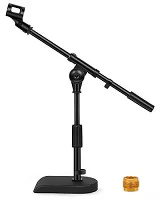 Adjustable Desk Microphone Stand Weighted Base With Soft Twist Clutch (Black) • $43.85