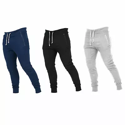 Trousers Pants Men's Workout Pockets Tracksuit Joggers Gym Sport Fitness Fashion • £7.98