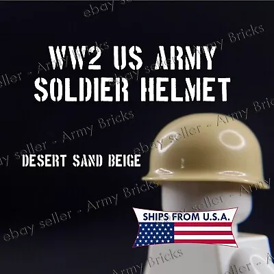 WWII WW2 US Army Soldier Helmet• Custom Bricks • LegoCompatible • SAND BEIGE • $2.56