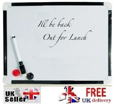 A4 Magnetic Dry Wipe WHITE BOARD Pen Whiteboard Memo Notice With ERASER Attached • £3.95