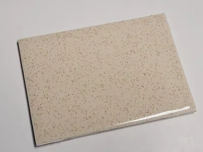 Vtg AO Ceramic Tile WIDE Rectangle 4 1/2  X 6  Beige W/brown Flecks Gloss NOS • $5