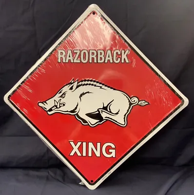 University Of Arkansas Razorbacks 12  Xing Crossing Metal Sign Embossed • $13.46
