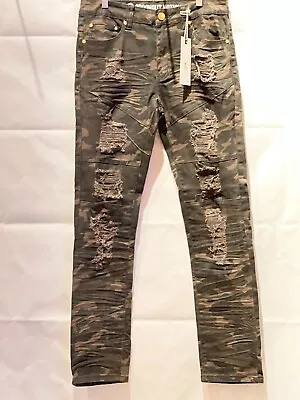 BEST! New Argonaut Nations Men’s Ripped Urban Stretch Skinny Woodland Jeans-Camo • $27.99