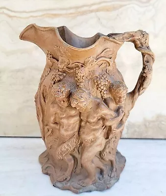 1830s Antique Relief Silenus Bacchus Molded Stoneware Wine Jug By Minton Chipped • $109.98