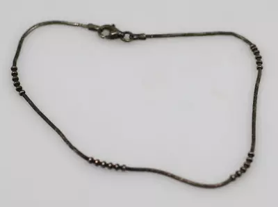 Vintage 925 Sterling Silver Round Snake Chain Round Bead Long Bracelet 9 1/4  • $9.99