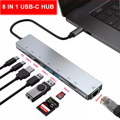 $26.95 • Buy 2/6/7/8 In 1 USB-C HUB Type-C Adapter MacBook/Windows Multi 3.0 4K HDMI Ethernet