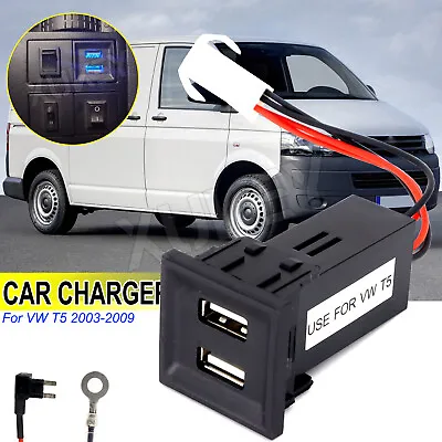 For VW T5 A Fast Car Dual USB Charger LED Female Light Phone Outlet • $12.95