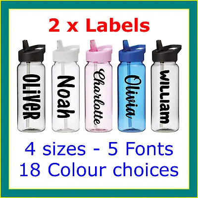 $5.98 • Buy X2 Personalised Name Decals Labels For Water Bottle Lunch Box School Gym Office