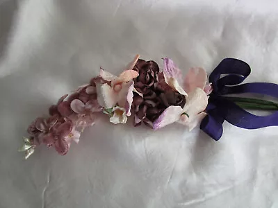 Vintage Millinery Flowers BOUQUET Nosegay Velvet Satin Pearls Hats Dolls • $23