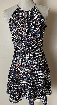 Parker Nika Printed Halter Fit And Flare Dress Size Small • $39